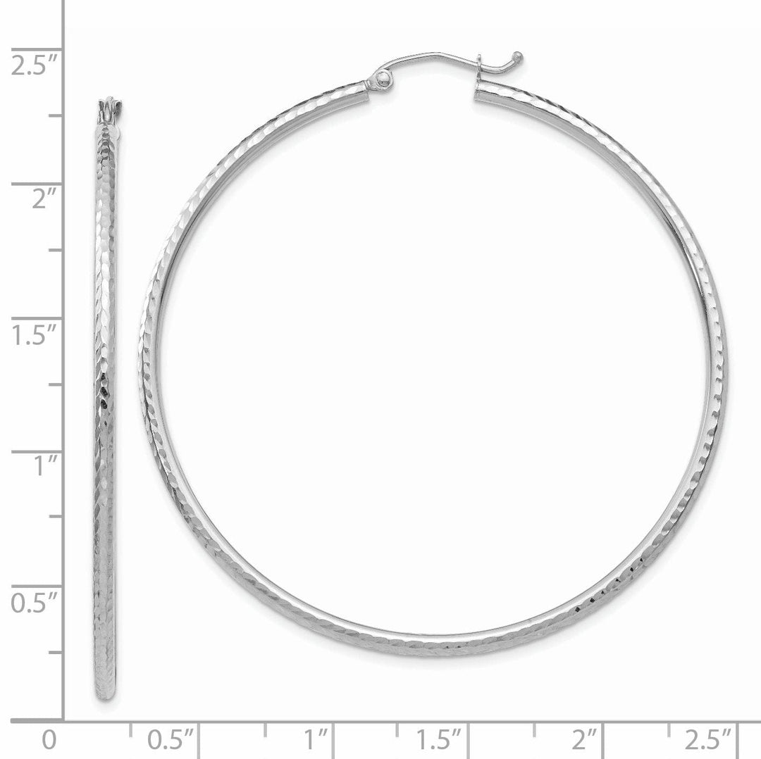 14k White Gold D-C 2MM Round Tube Hoop Earrings