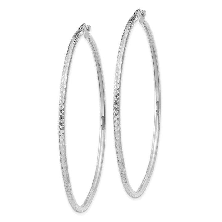 14k White Gold D-C 2MM Round Tube Hoop Earrings