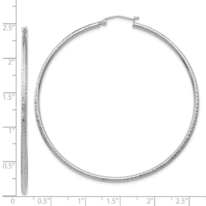 14k White Gold D-C 2MM Round Tube Hoop Earrings