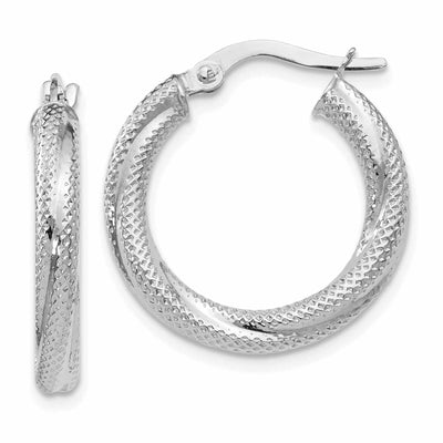 10kt White Gold Textured Hinged Hoop Earrings at $ 103.14 only from Jewelryshopping.com