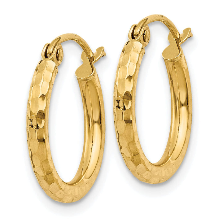 14k Yellow Gold Diamond Cut 2MM Hoope Earrings