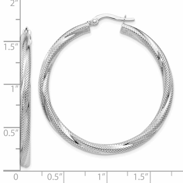 10kt White Gold Twisted Hinged Hoop Earrings