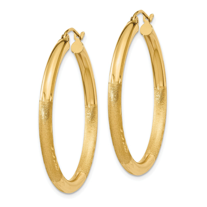 14k Yellow Gold Satin D.C 3MM Round Tube Earrings