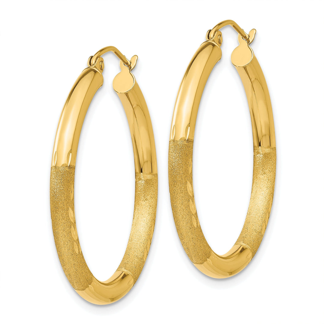 14k Yellow Gold Satin D.C 3MM Round Tube Earrings