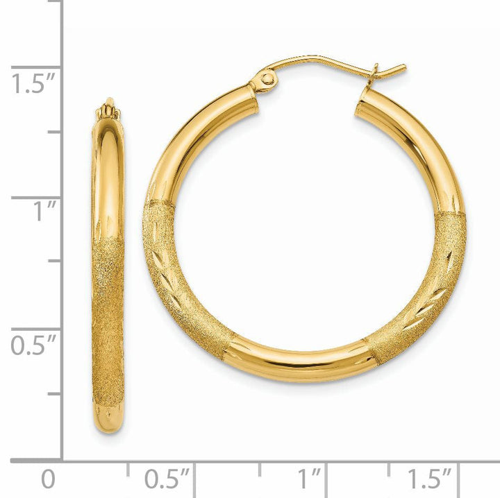 14k Yellow Gold Satin D.C 3MM Round Tube Earrings