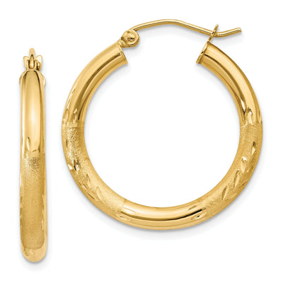 14k Yellow Gold Satin D.C 3MM Round Tube Earrings at $ 167.48 only from Jewelryshopping.com