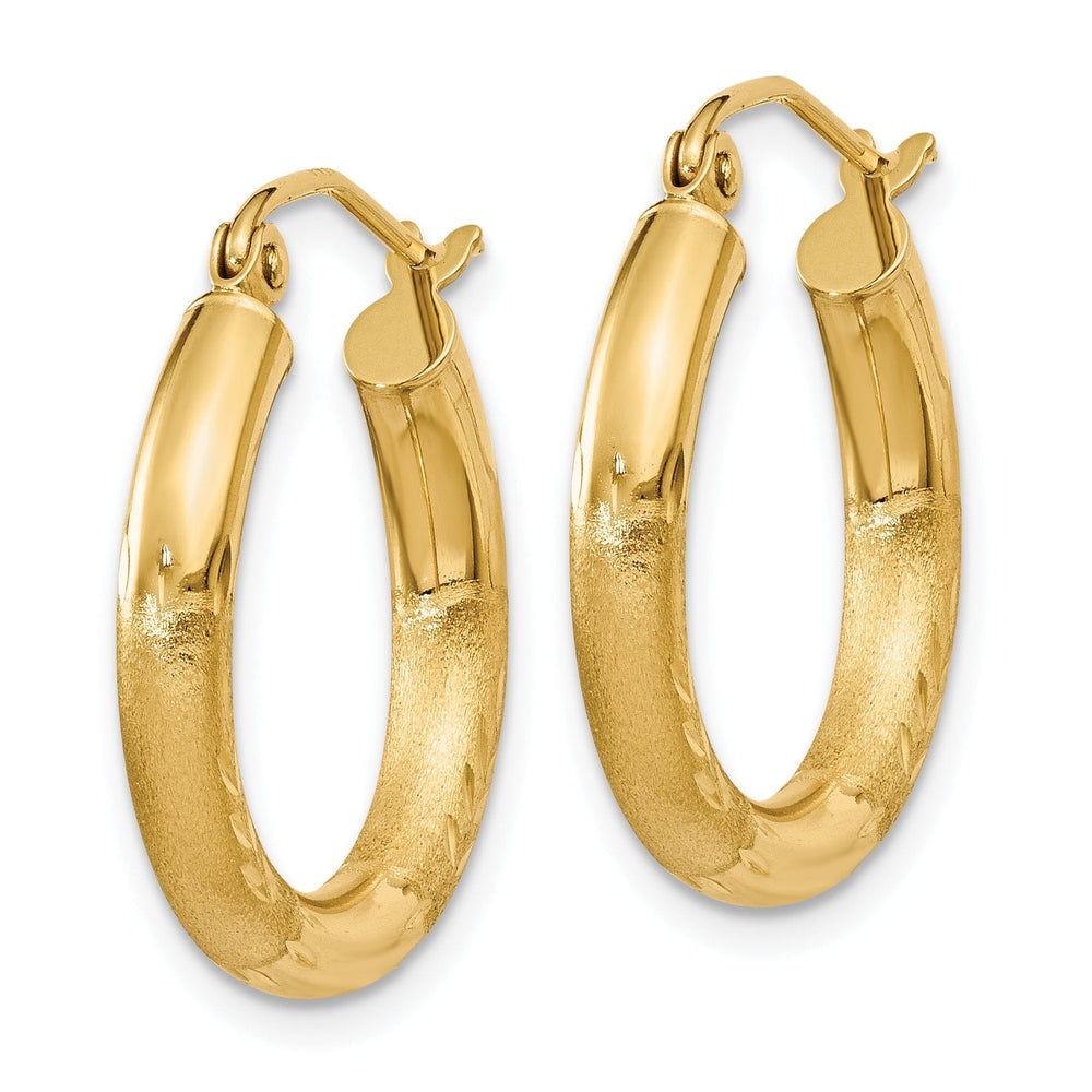 14k Yellow Gold Satin D.C 3MM Round Tube Earrings