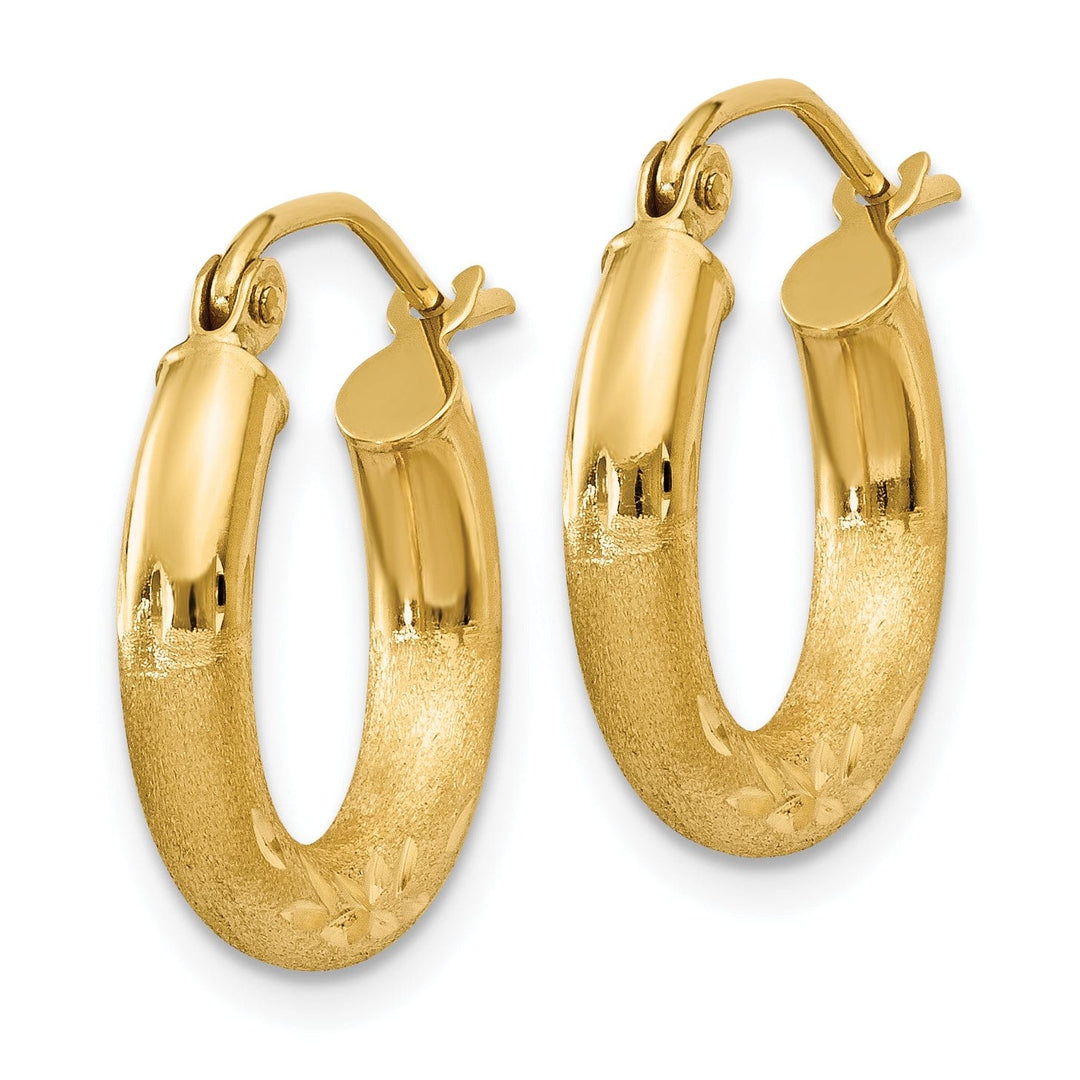 14k Yellow Gold Satin D.C 3MM Round Tube Earrings