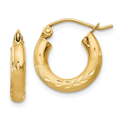14k Yellow Gold Satin D.C 3MM Round Tube Earrings at $ 82.28 only from Jewelryshopping.com