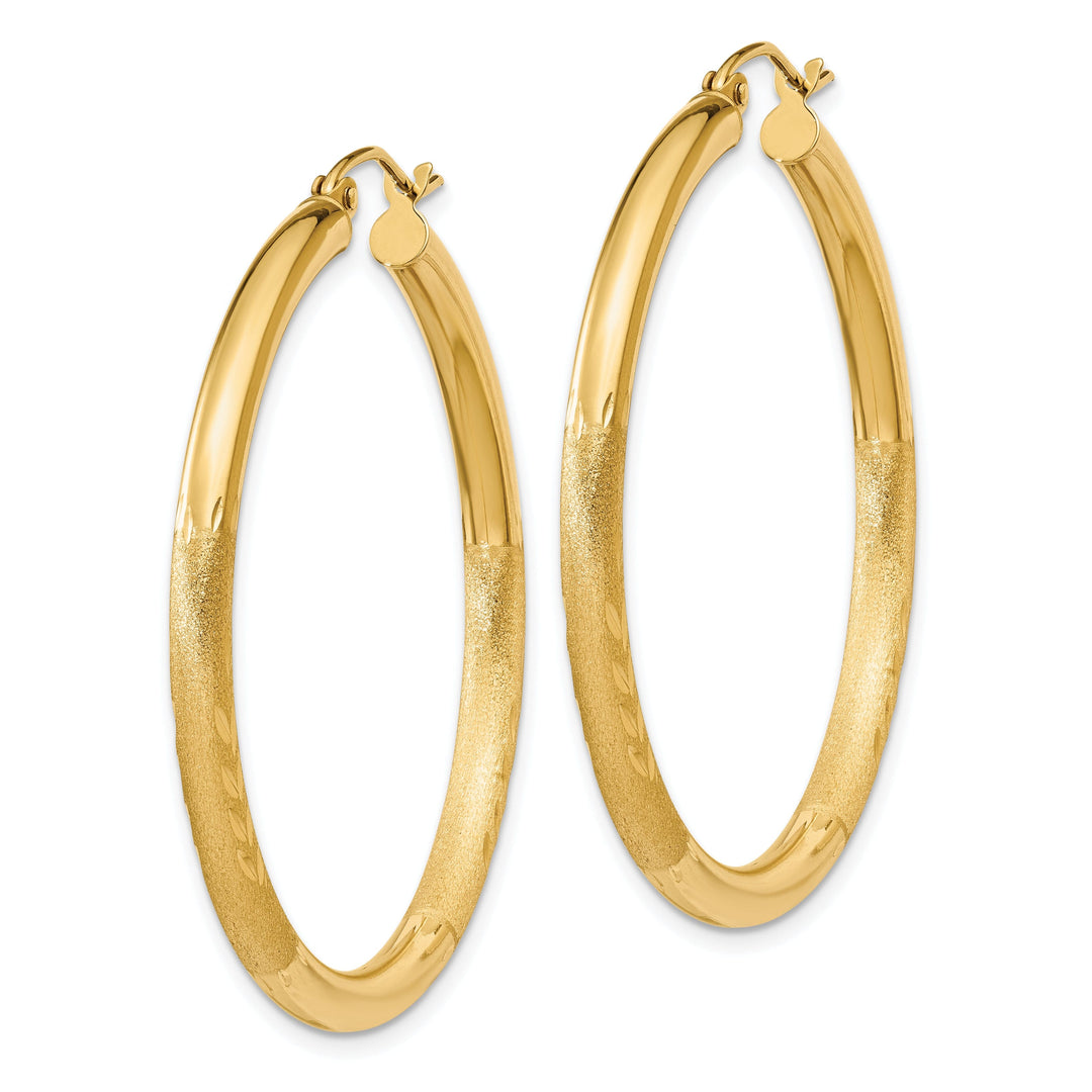 14k Yellow Gold Satin D.C 3MM Round Tube Earrings