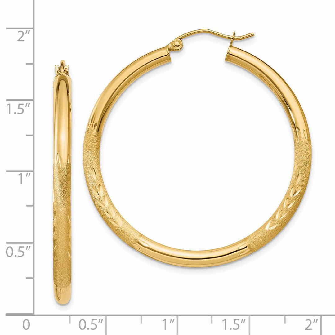 14k Yellow Gold Satin D.C 3MM Round Tube Earrings