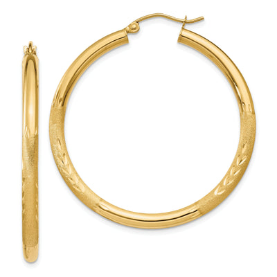 14k Yellow Gold Satin D.C 3MM Round Tube Earrings at $ 264.47 only from Jewelryshopping.com
