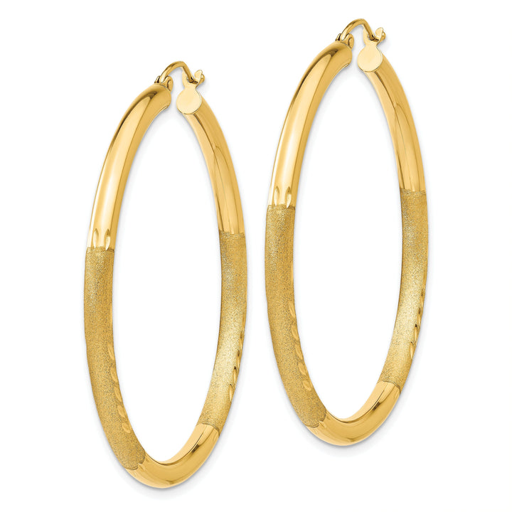 14k Yellow Gold Satin D.C 3MM Round Tube Earrings