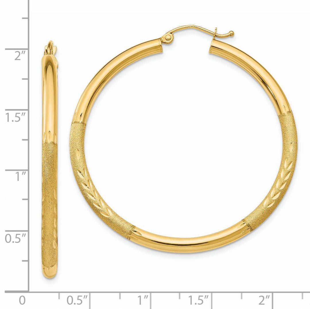 14k Yellow Gold Satin D.C 3MM Round Tube Earrings