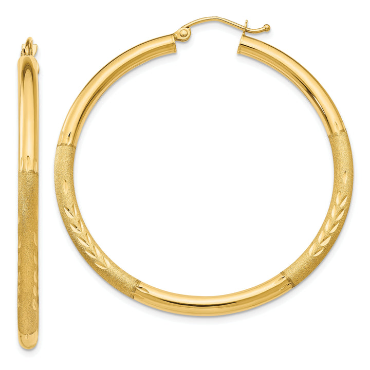 14k Yellow Gold Satin D.C 3MM Round Tube Earrings