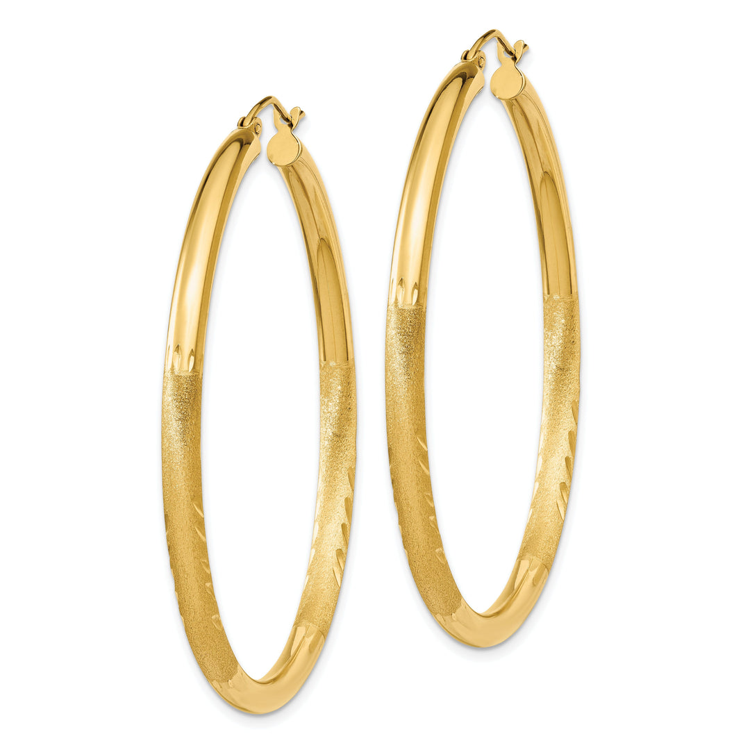 14k Yellow Gold Satin D.C 3MM Round Tube Earrings