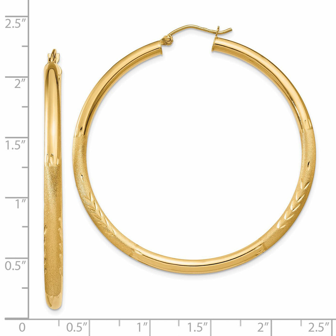 14k Yellow Gold Satin D.C 3MM Round Tube Earrings