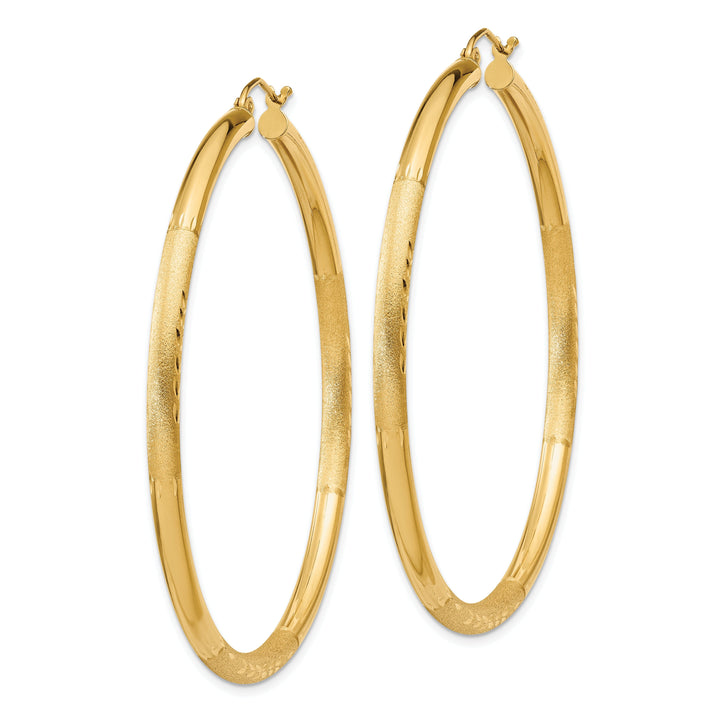 14k Yellow Gold Satin D.C 3MM Round Tube Earrings