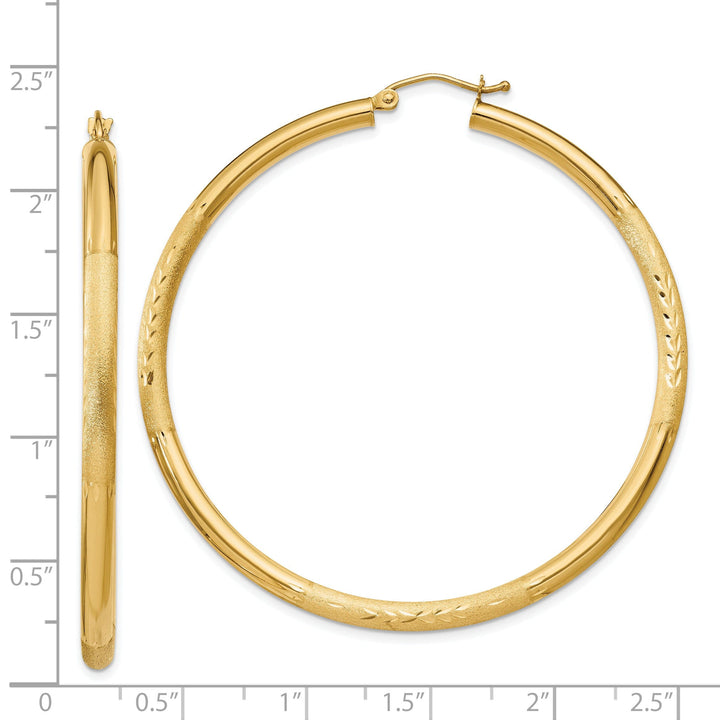 14k Yellow Gold Satin D.C 3MM Round Tube Earrings