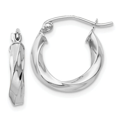 14k White Gold 3MM Twisted Hoop Earrings at $ 121.94 only from Jewelryshopping.com