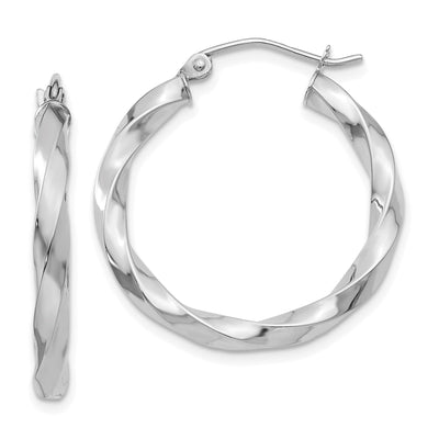 14k White Gold 3MM Twisted Hoop Earrings at $ 229.19 only from Jewelryshopping.com