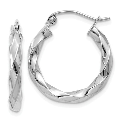 14k White Gold 3MM Twisted Hoop Earrings at $ 178.38 only from Jewelryshopping.com