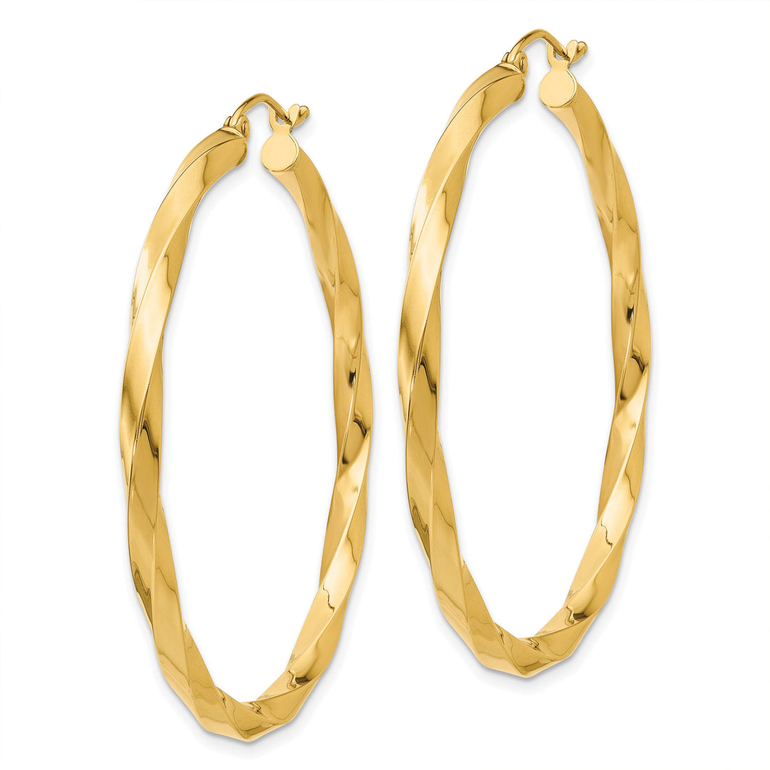 14k Yellow Gold Polished 3MM Twisted Hoop Earring