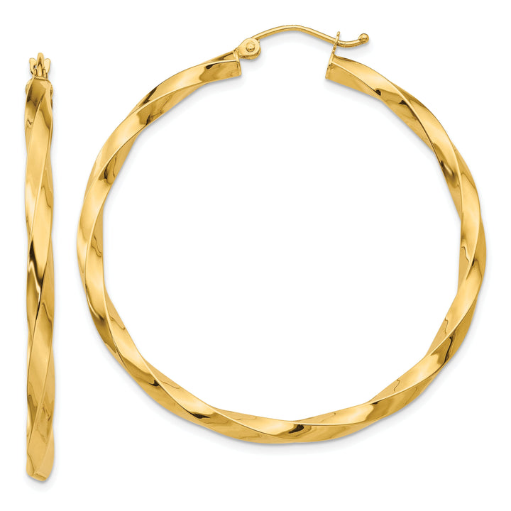 14k Yellow Gold Polished 3MM Twisted Hoop Earring