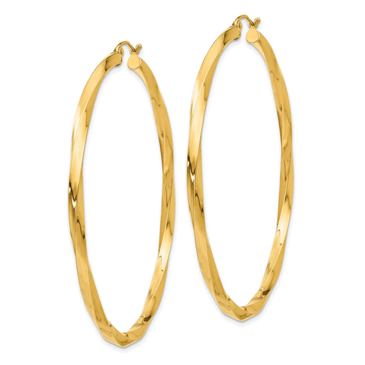 14k Yellow Gold Polished 3MM Twisted Hoop Earring