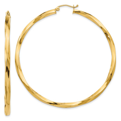 14k Yellow Gold Polished 3MM Twisted Hoop Earring at $ 604.35 only from Jewelryshopping.com