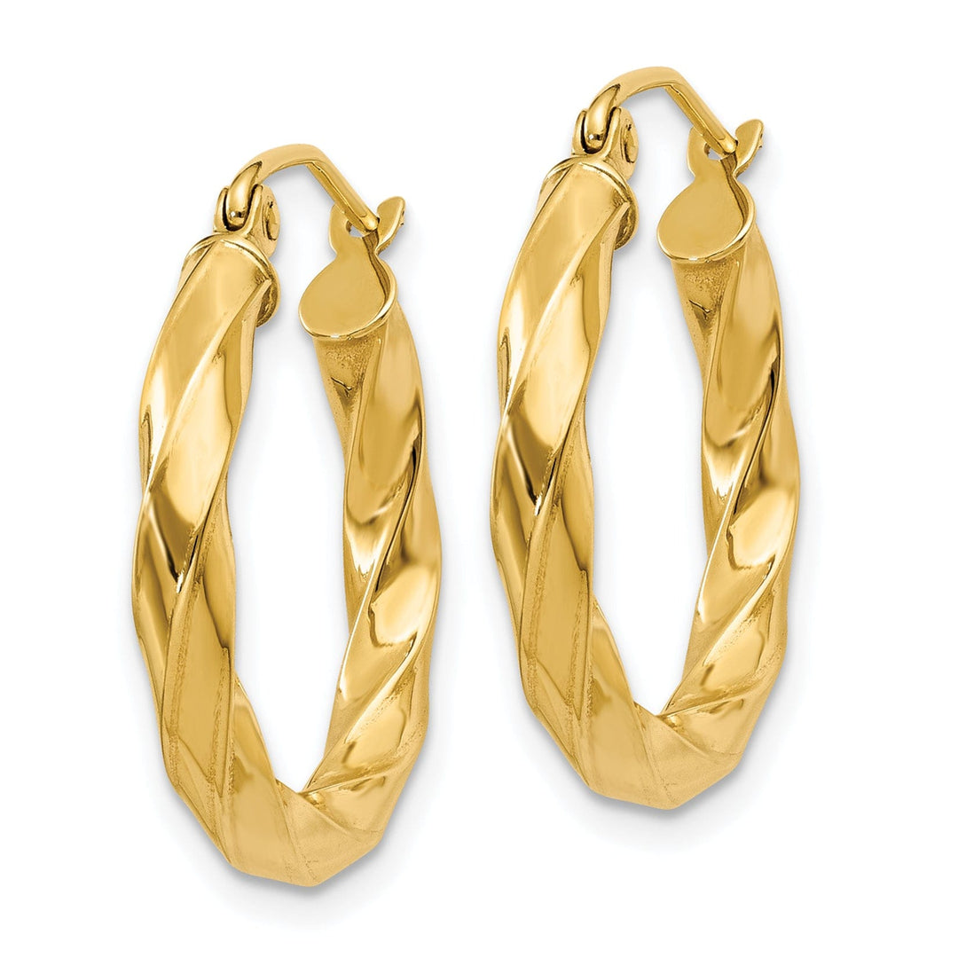 14k Yellow Gold Polished 3MM Twisted Hoop Earring