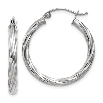 14k White Gold 3.25MM Twisted Hoop Earrings at $ 237.17 only from Jewelryshopping.com