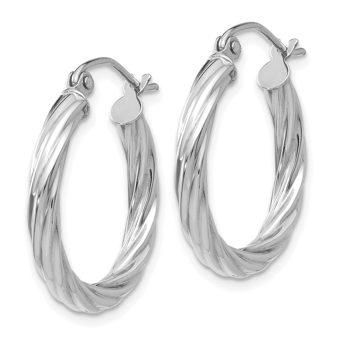 14k White Gold 3.25MM Twisted Hoop Earrings