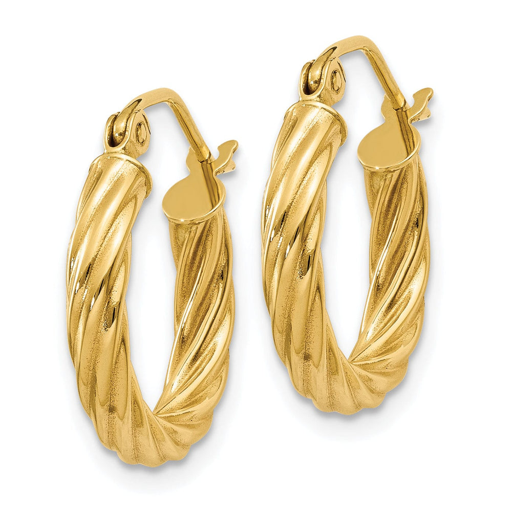 14k Yellow Gold 3.25MM Twisted Hoop Earrings