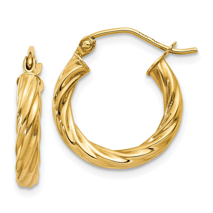 14k Yellow Gold 3.25MM Twisted Hoop Earrings