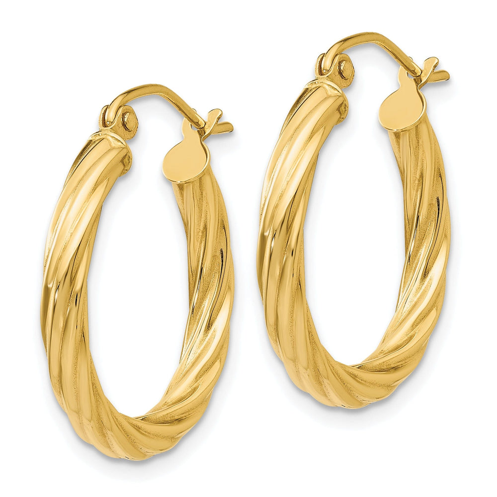 14k Yellow Gold 3.25MM Twisted Hoop Earrings