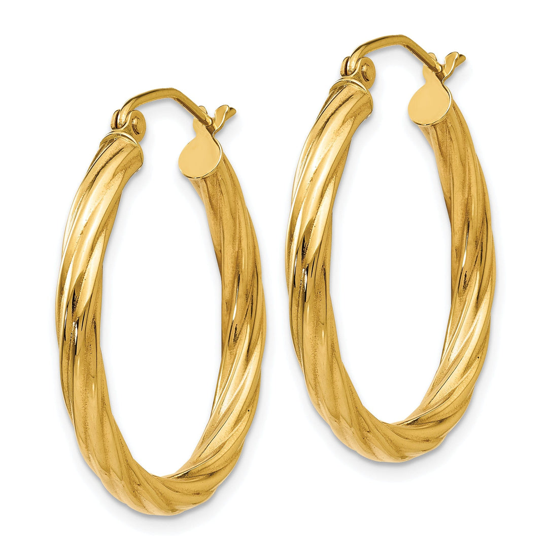 14k Yellow Gold 3.25MM Twisted Hoop Earrings