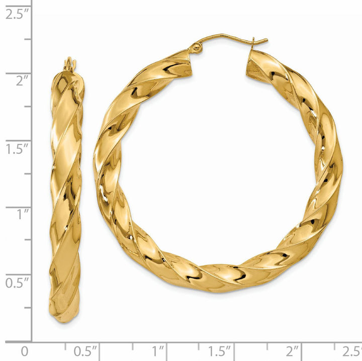 14k Yellow Gold 4.25MM Twisted Hoop Earrings