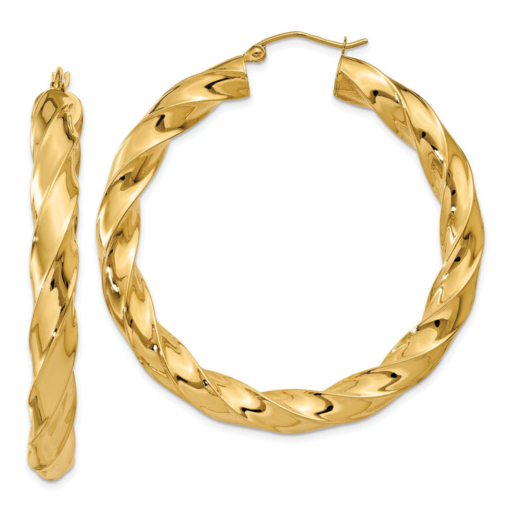 14k Yellow Gold 4.25MM Twisted Hoop Earrings