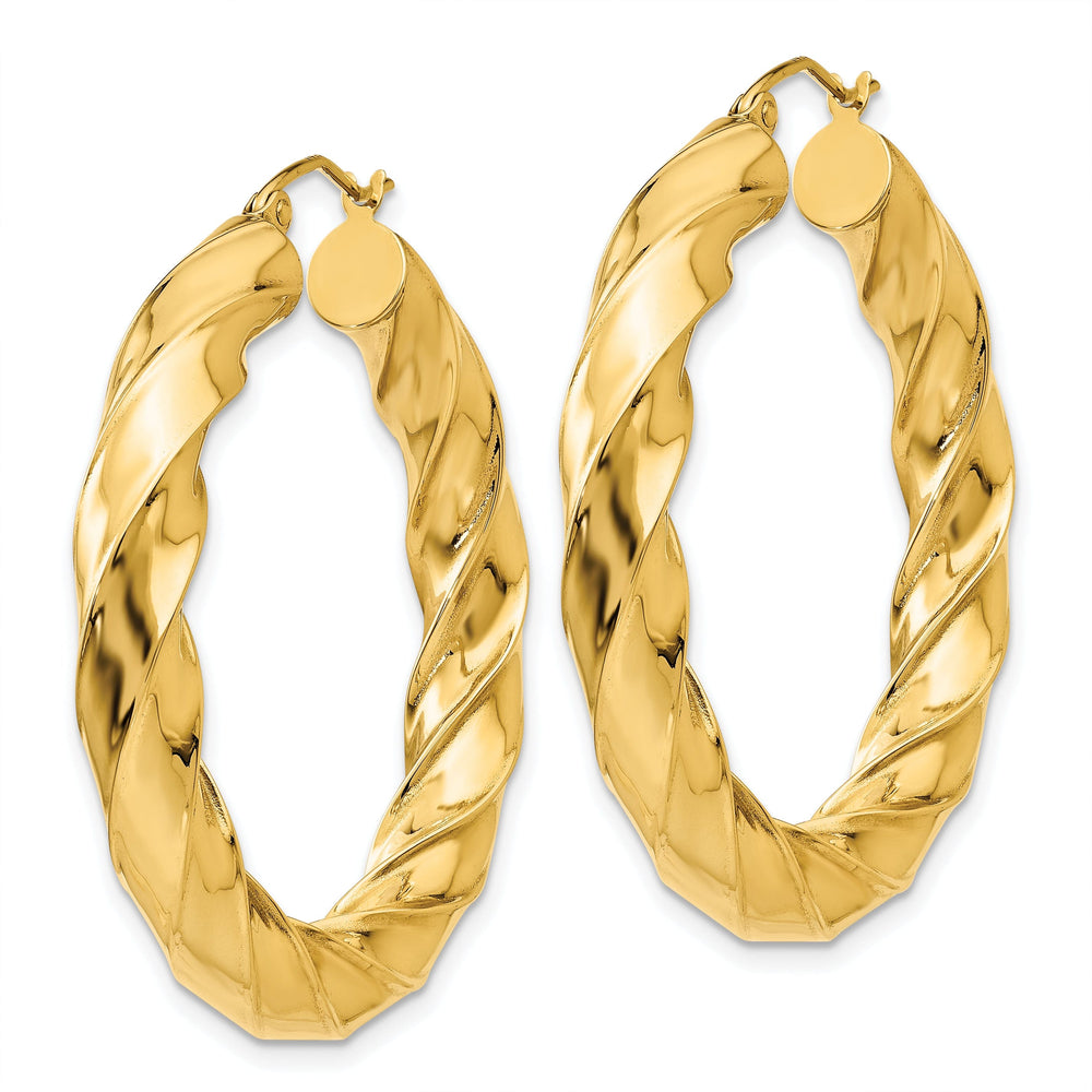 14k Yellow Gold 4.25MM Twisted Hoop Earrings