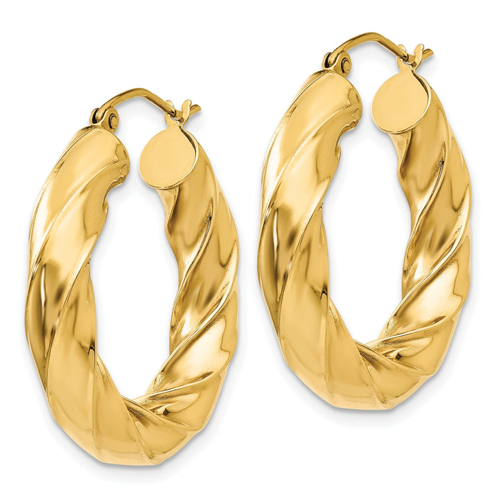 14k Yellow Gold 4.25MM Twisted Hoop Earrings