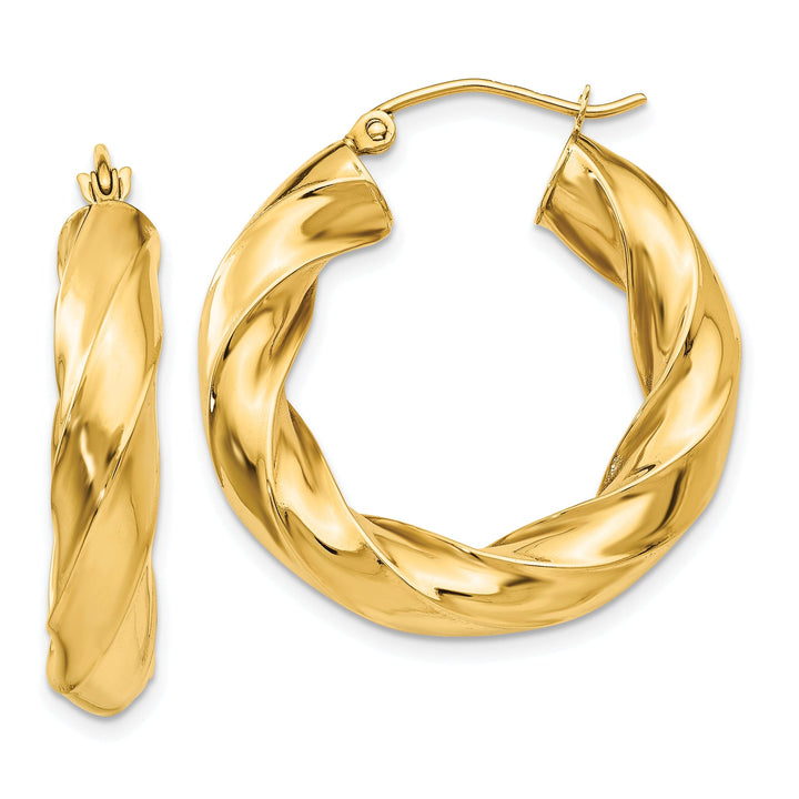 14k Yellow Gold 4.25MM Twisted Hoop Earrings