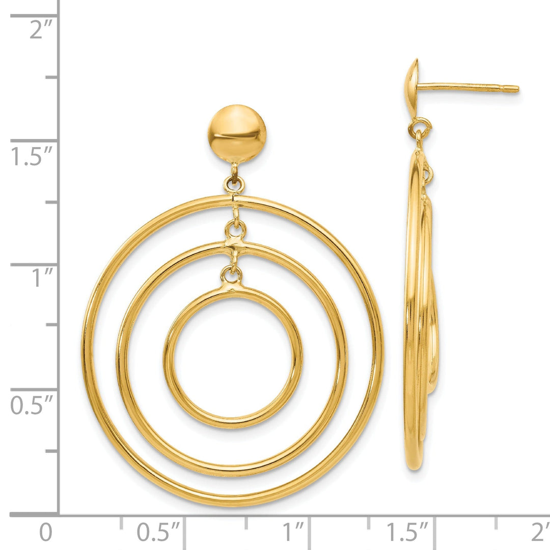 14k Yellow Gold Polished Dangle Post Earrings