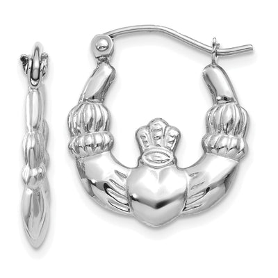 14k White Gold Claddagh Hoop Earrings at $ 129 only from Jewelryshopping.com