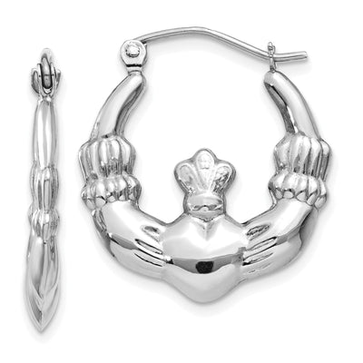 14k White Gold Claddagh Hoop Earrings at $ 165.99 only from Jewelryshopping.com