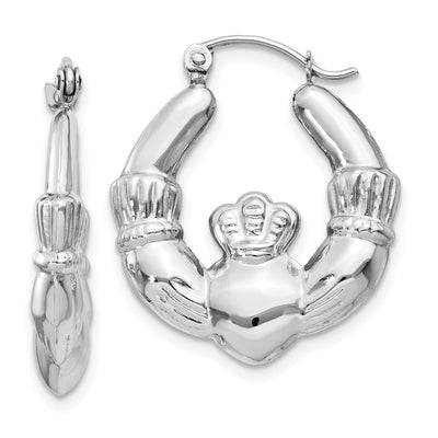 14k White Gold Claddagh Hoop Earrings at $ 198.99 only from Jewelryshopping.com