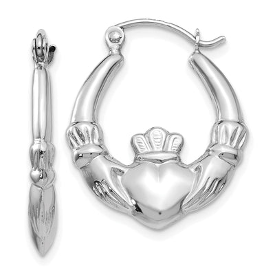 14k White Gold Claddagh Hoop Earrings at $ 161.98 only from Jewelryshopping.com