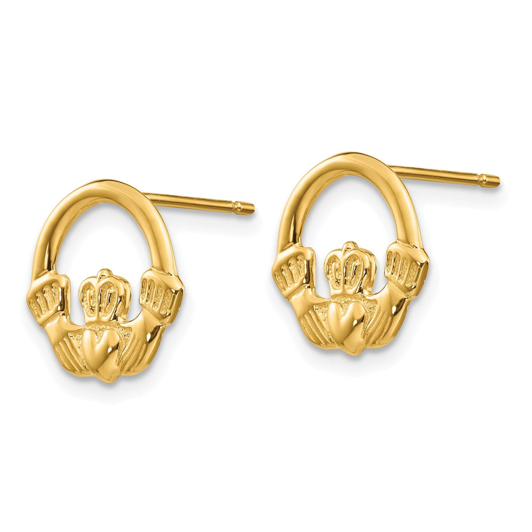 14k Yellow Gold Claddagh Post Earings