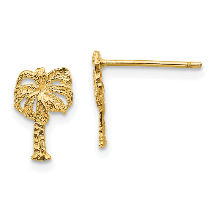 14k Yellow Gold Palm Tree Post Earrings