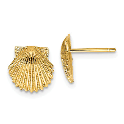 14k Yellow Gold Scallop Shell Post Earrings at $ 135.47 only from Jewelryshopping.com
